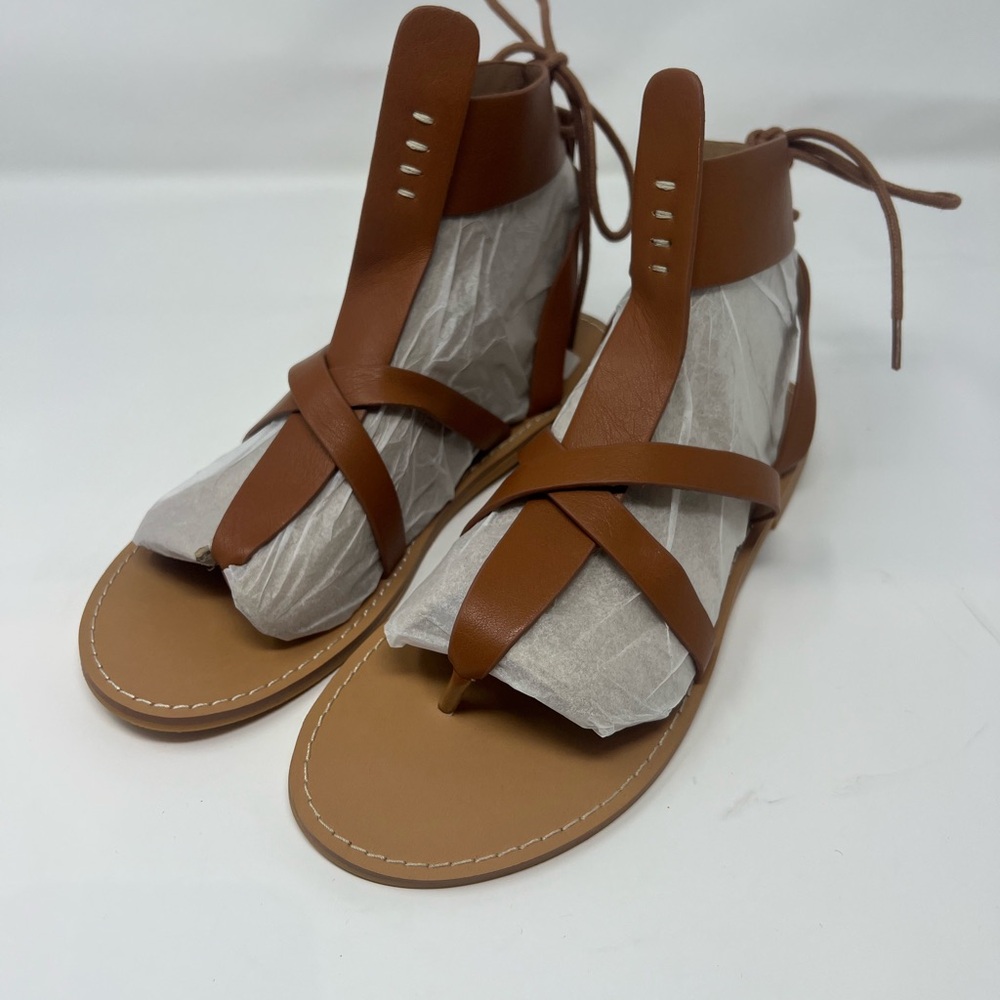 Brown Gladiator Sandals with Lace-Up Design